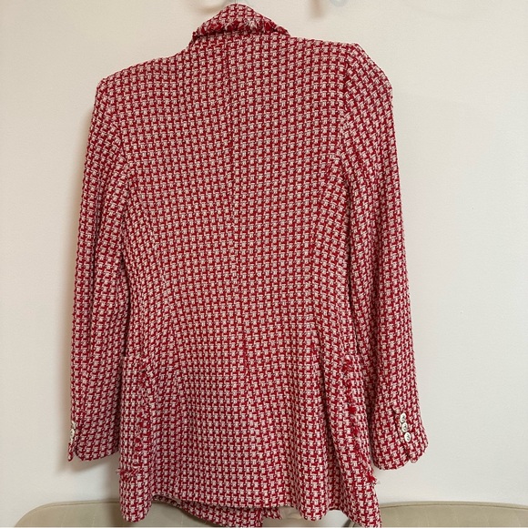 Red Houndstooth Double-Breasted Blazer - Picture 7 of 9